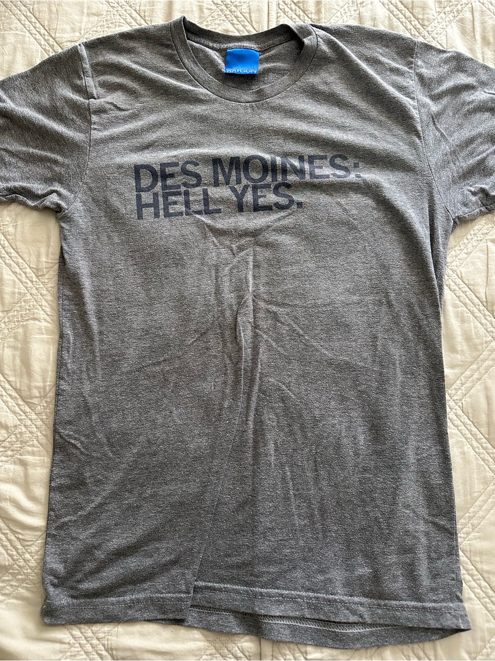 Raygun Des Moines: Hell Yes. Grey Graphic T-Shirt